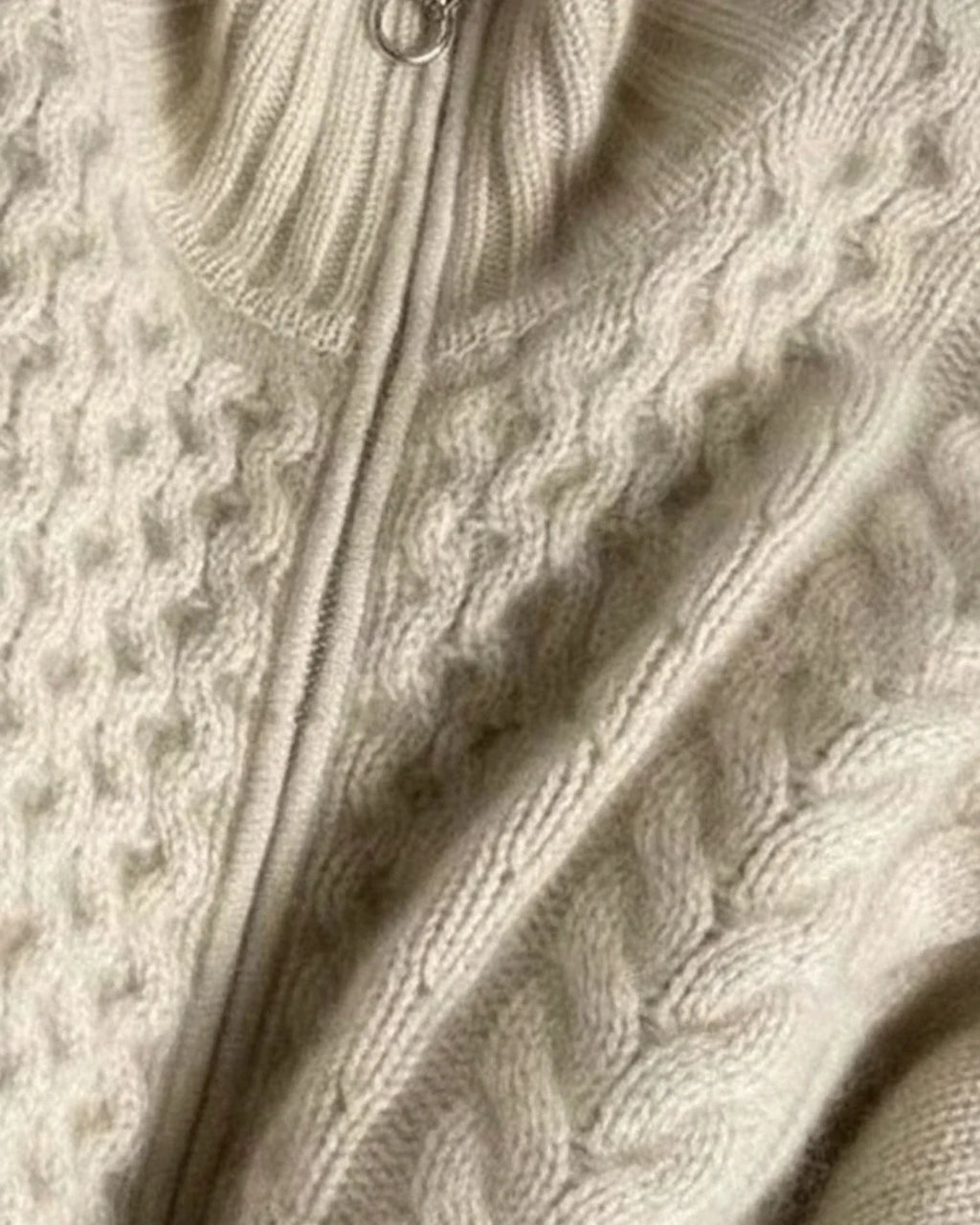 Chunky Cable Knit Full Zip Jumper