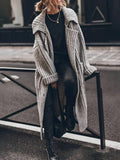 Chunky Knit Cardigan Lapel Longline Oversized