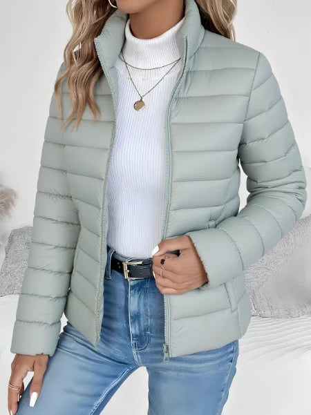 Quilted Puffer Jacket Stand Collar Lightweight