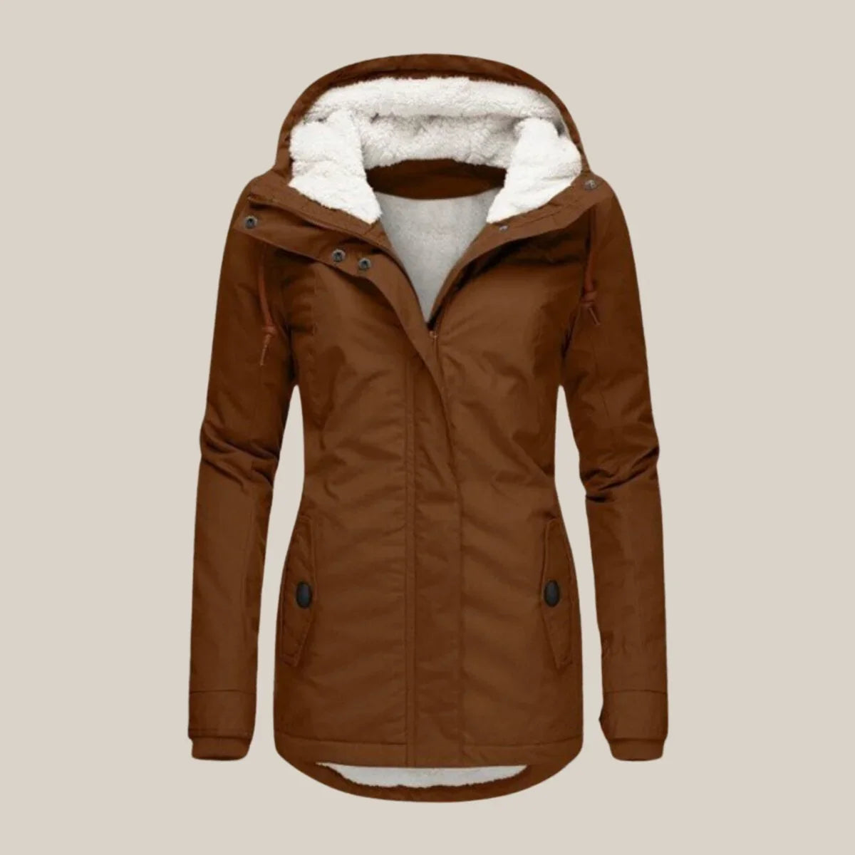 Sherpa-Lined Hooded Jacket Quilted Winter Warmth