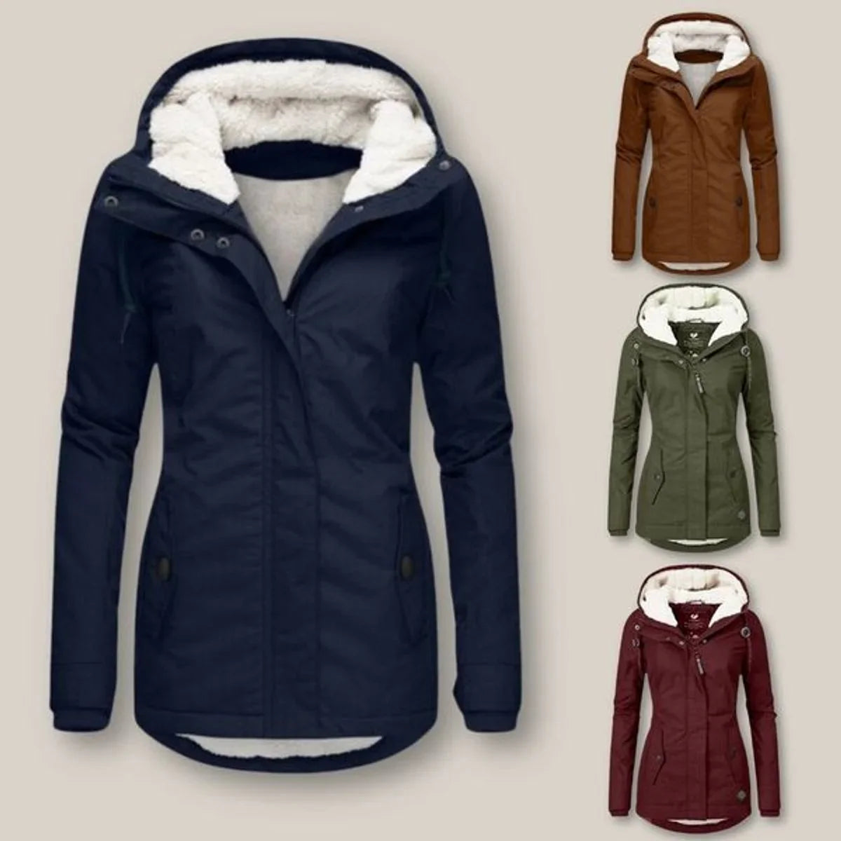 Sherpa-Lined Hooded Jacket Quilted Winter Warmth