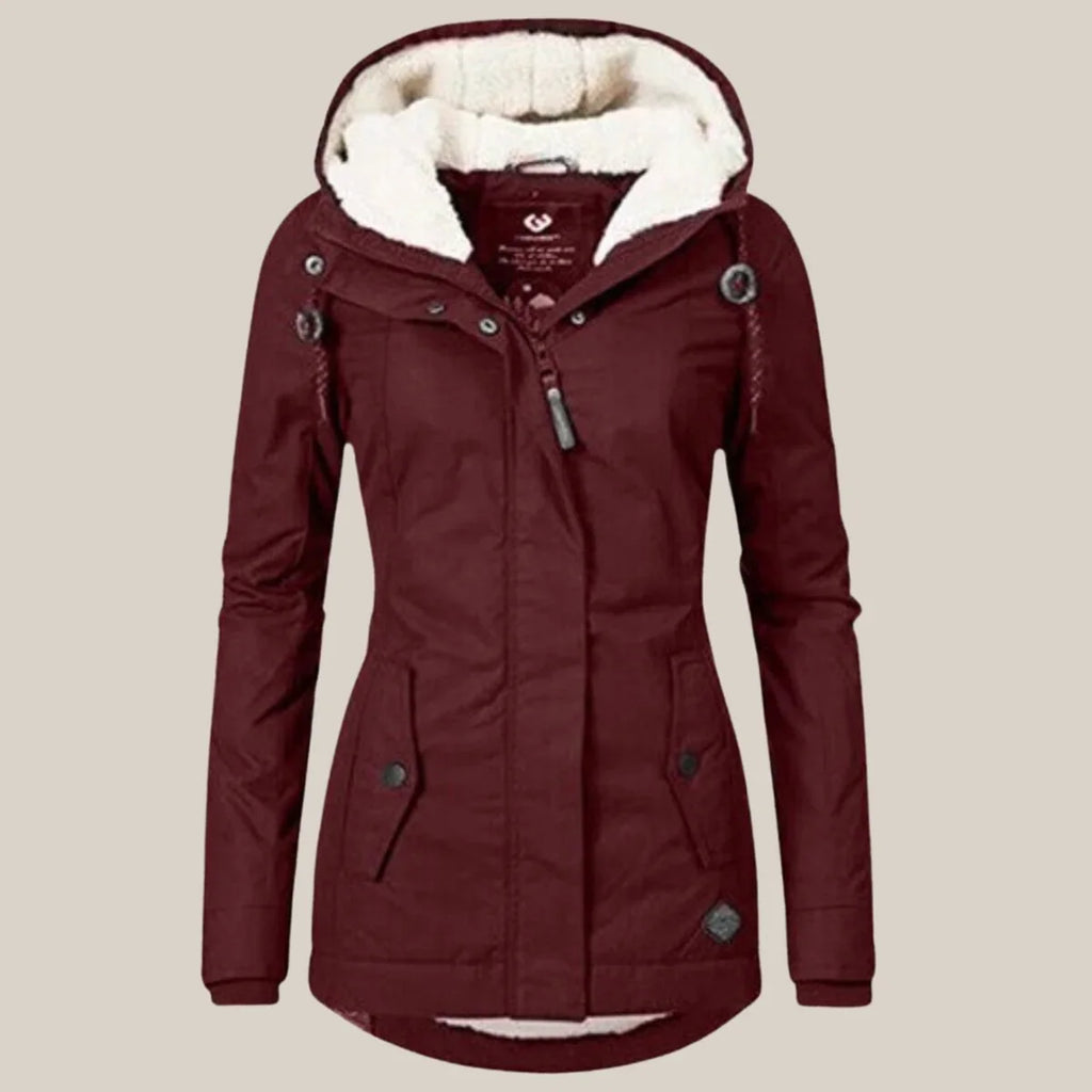 Sherpa-Lined Hooded Jacket Quilted Winter Warmth