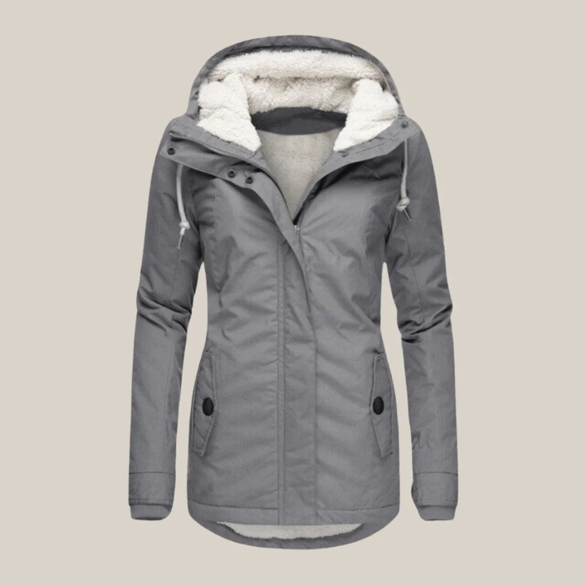 Sherpa-Lined Hooded Jacket Quilted Winter Warmth