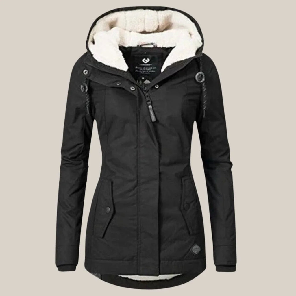 Sherpa-Lined Hooded Jacket Quilted Winter Warmth
