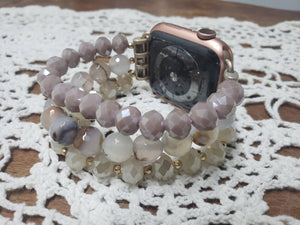 Natural Beaded Apple Watch Band-WB-EB-0006