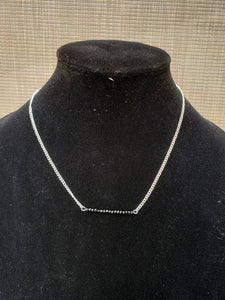Silver chain with Black Beaded Bar-NC-18-0001