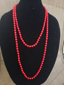 Red Coral Knotted Necklace-N8-60-0003