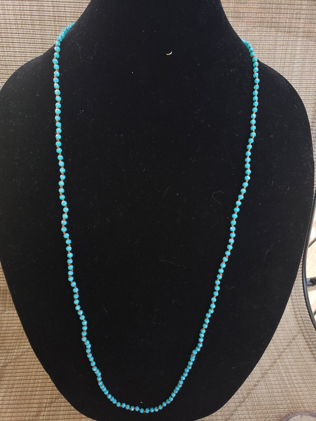 Aqua Knotted Necklace-N6-36-0006