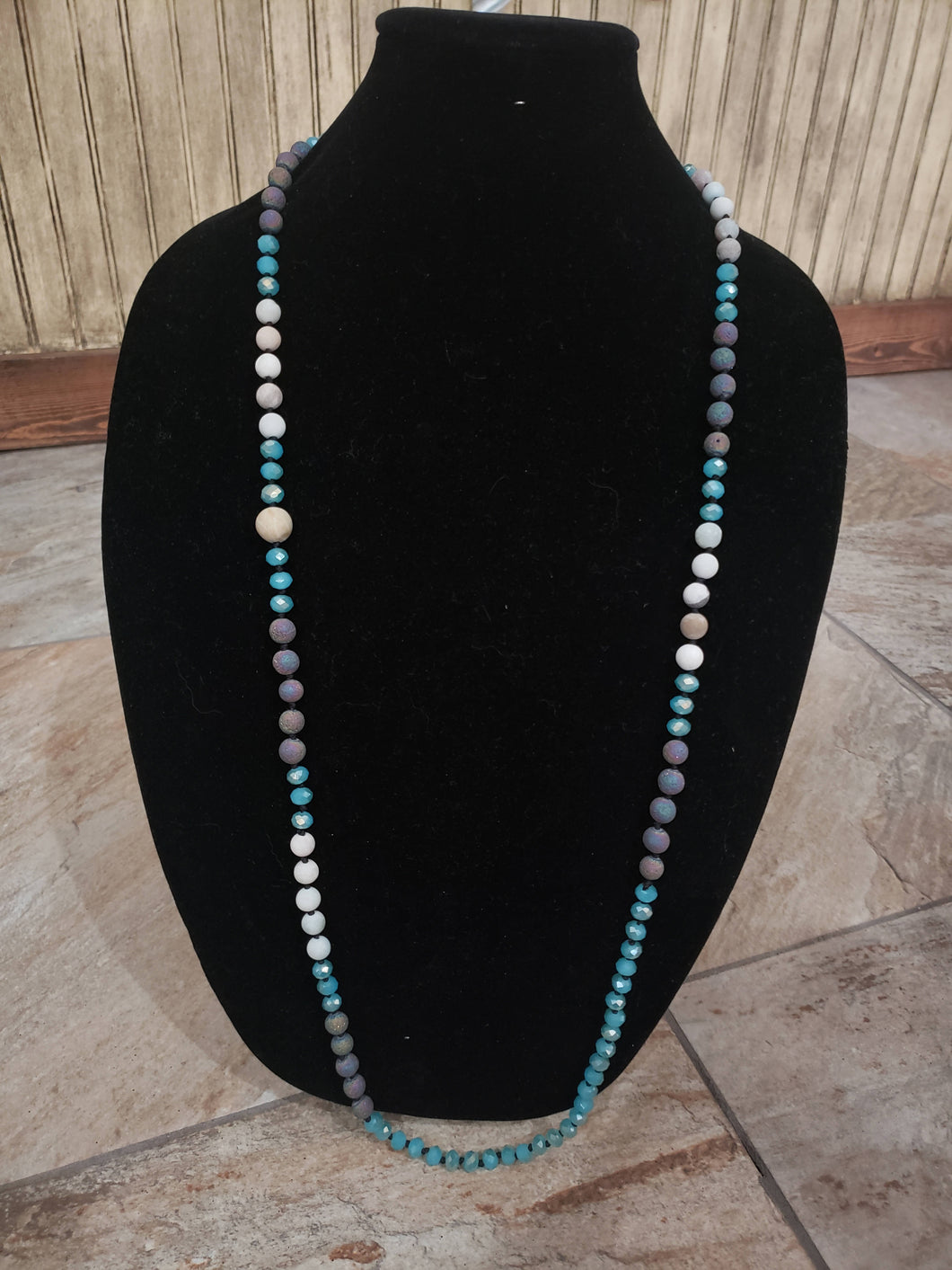 Multi-Bead Knotted Necklace-N-0007