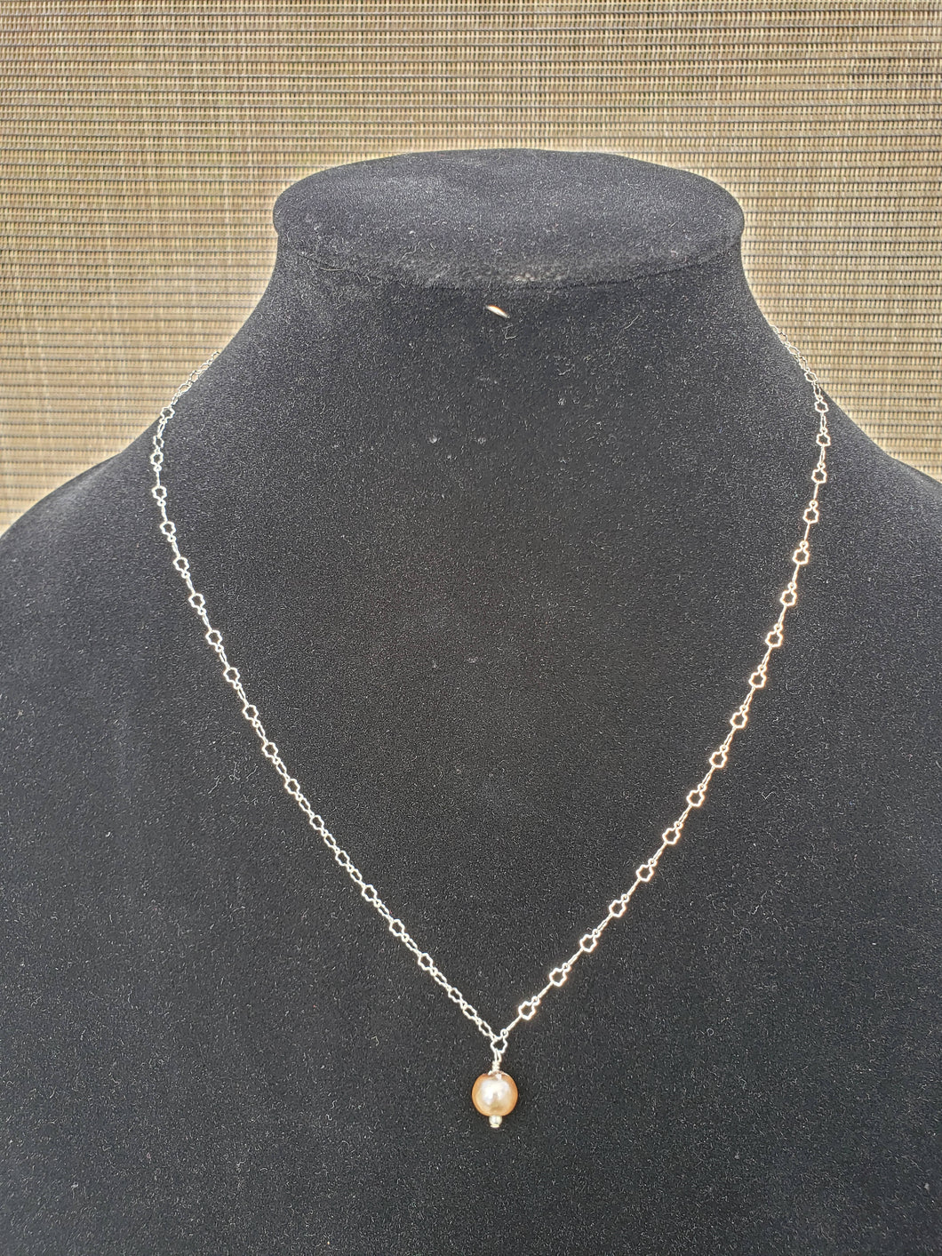 Silver Chain with Rose Gold Pearl-NC-18-0002