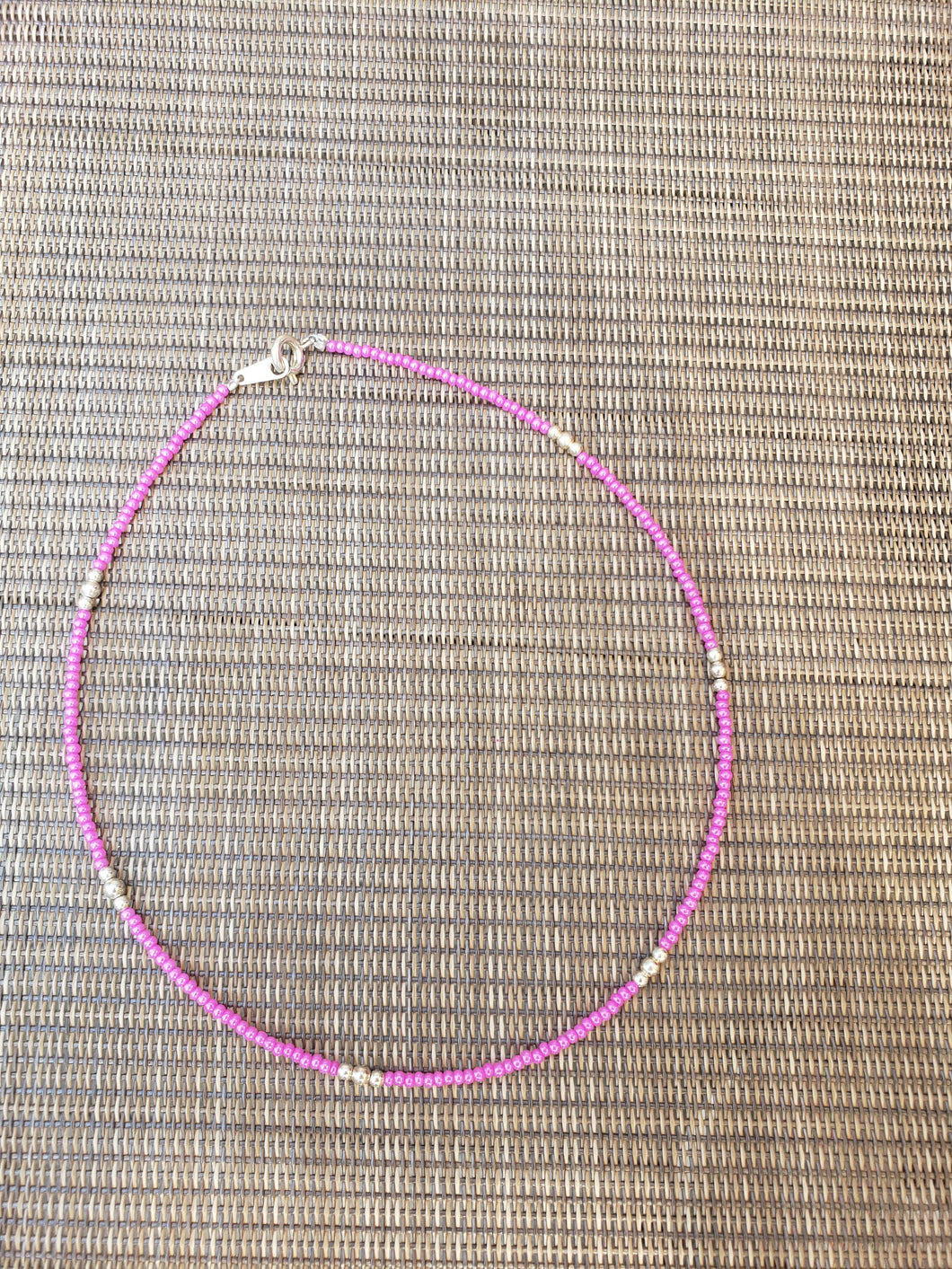 Bright Pink with Sterling Silver Choker-NS-14-0002