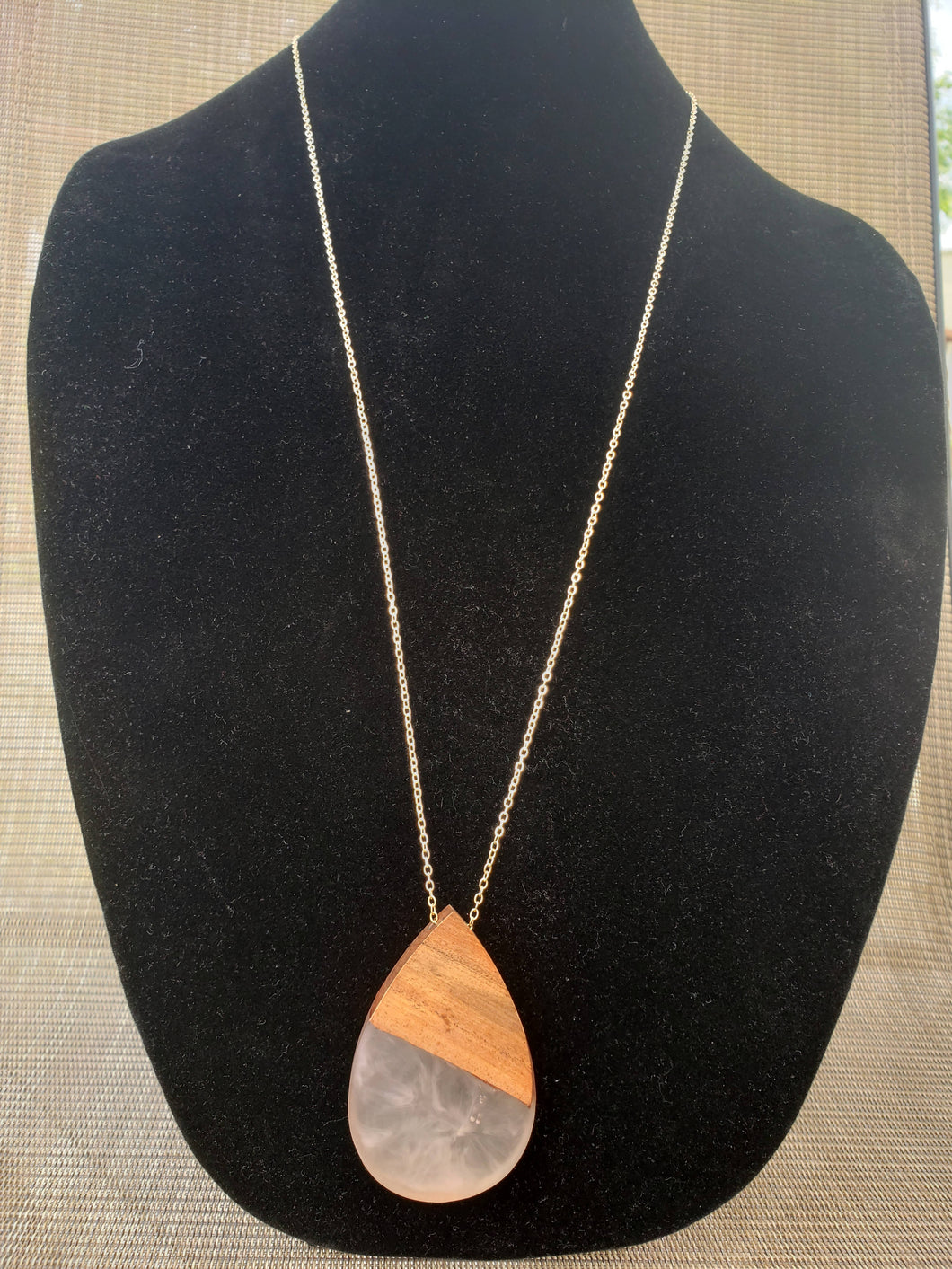 Wood Pendant Necklace-NC-325-0001