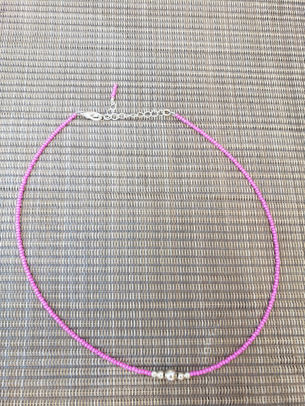 Bright Pink and Sterling Silver Choker-NS16-0002