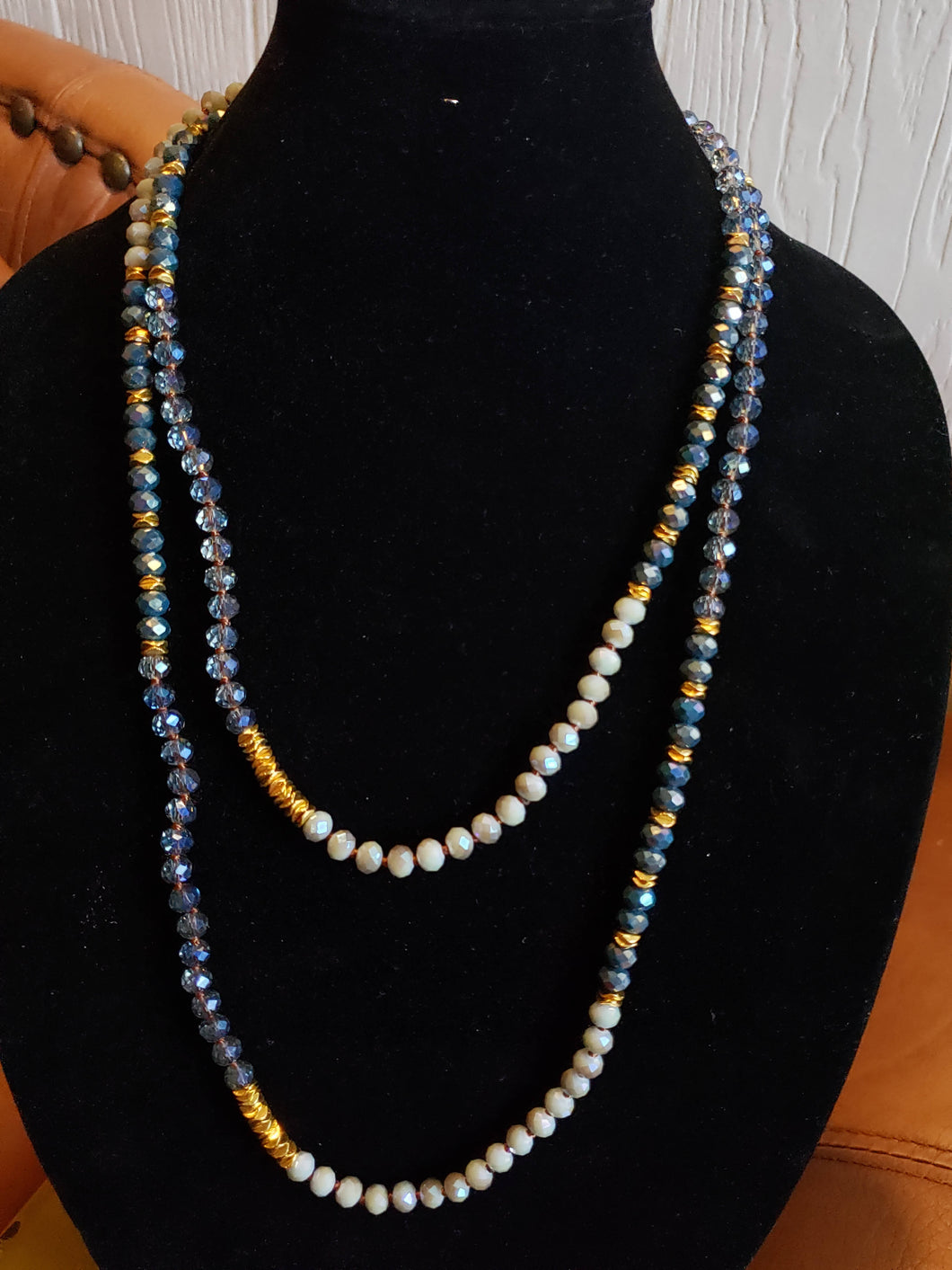 Montana Blue and Gray Double Knotted Necklace-N8-60-0001