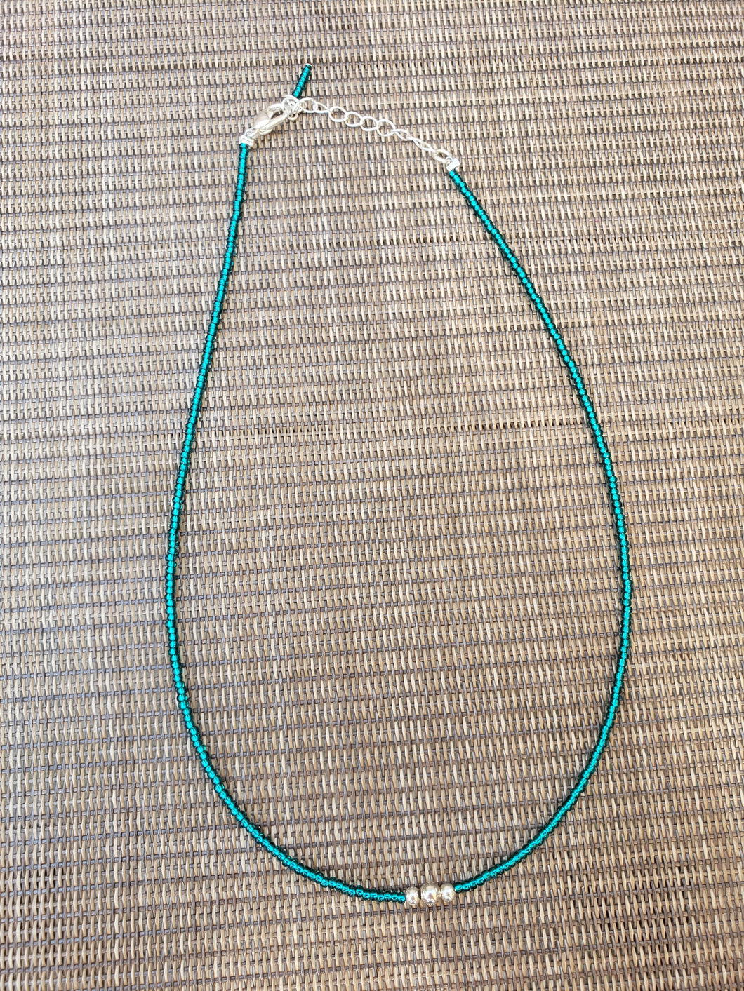 Teal Choker with Sterling Silver-NS-15-0010