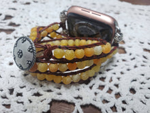 Load image into Gallery viewer, Yellow Agate Leather Apple Watch Band-WB-LB-0002