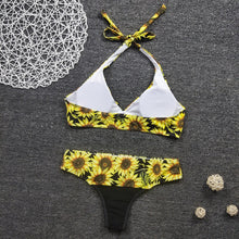 Load image into Gallery viewer, SW18 Sunflower Halter Neck And Black And Sunflower Bottom