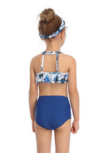Load image into Gallery viewer, Ksw10 Palm Tree Ruffle top with Dark Blue Bottoms (KIDS)