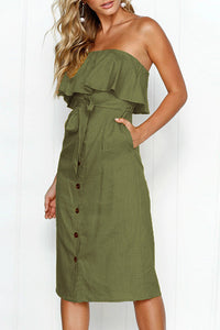 2010 Olive green Button Up Dress