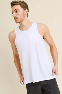 M007 Mens White tank with pocket