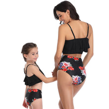 Load image into Gallery viewer, Ksw08 Black Ruffle Top With Floral Bottoms (KIDS)