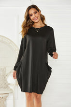 Load image into Gallery viewer, 2037 Black Long Sleeve Dress With Pockets