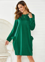 Load image into Gallery viewer, 2036 Army Green Long Sleeve Dress With Pockets