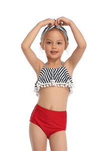 Ksw11 Red And White Stripes Top With Red Bottoms (KIDS)