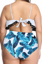Load image into Gallery viewer, SW13 Blue Leaf High Waist Swim Bottoms Plus