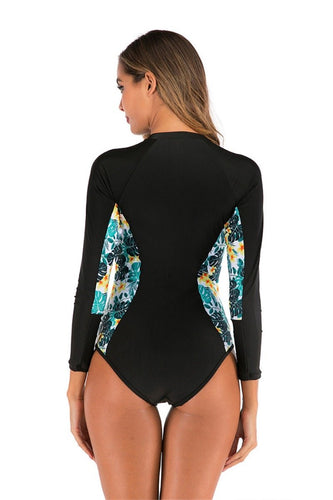 0011 Long Sleeve One Piece Floral And Black