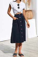 Load image into Gallery viewer, 2047 Navy Blue Button Up Skirt