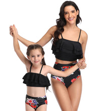 Load image into Gallery viewer, Ksw08 Black Ruffle Top With Floral Bottoms (KIDS)