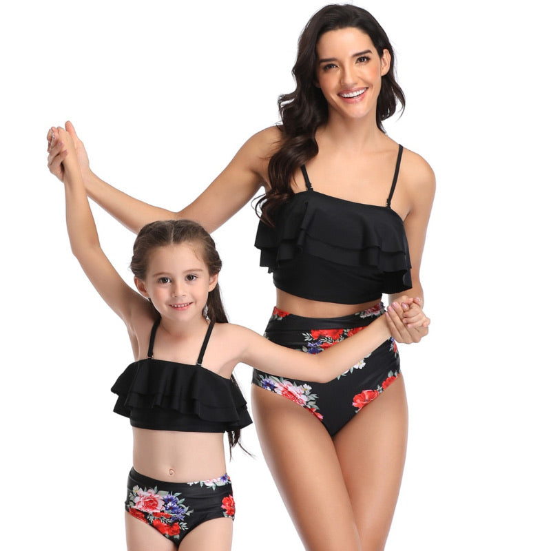 Ksw08 Black Ruffle Top With Floral Bottoms (KIDS)