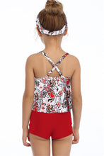 Load image into Gallery viewer, Ksw01 Floral Tankini With Red Swim Shorts (KIDS)