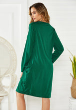 Load image into Gallery viewer, 2036 Army Green Long Sleeve Dress With Pockets