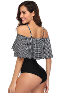 SW11 Black And White Off The Shoulder Striped Swim Top