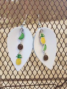 Leather with Fruit Charm Earrings-EL-57-0004
