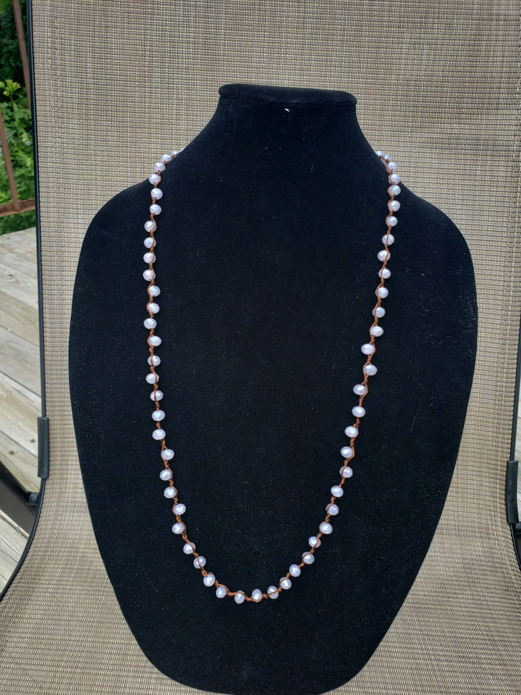 Lilac Opaque Knotted Necklace-N8-36-0009