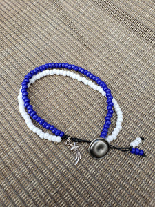 Blue and White Anklet-A6S-75-0001