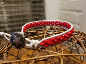Red and White Leather Bracelet-BD-L-0002